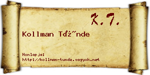 Kollman Tünde névjegykártya